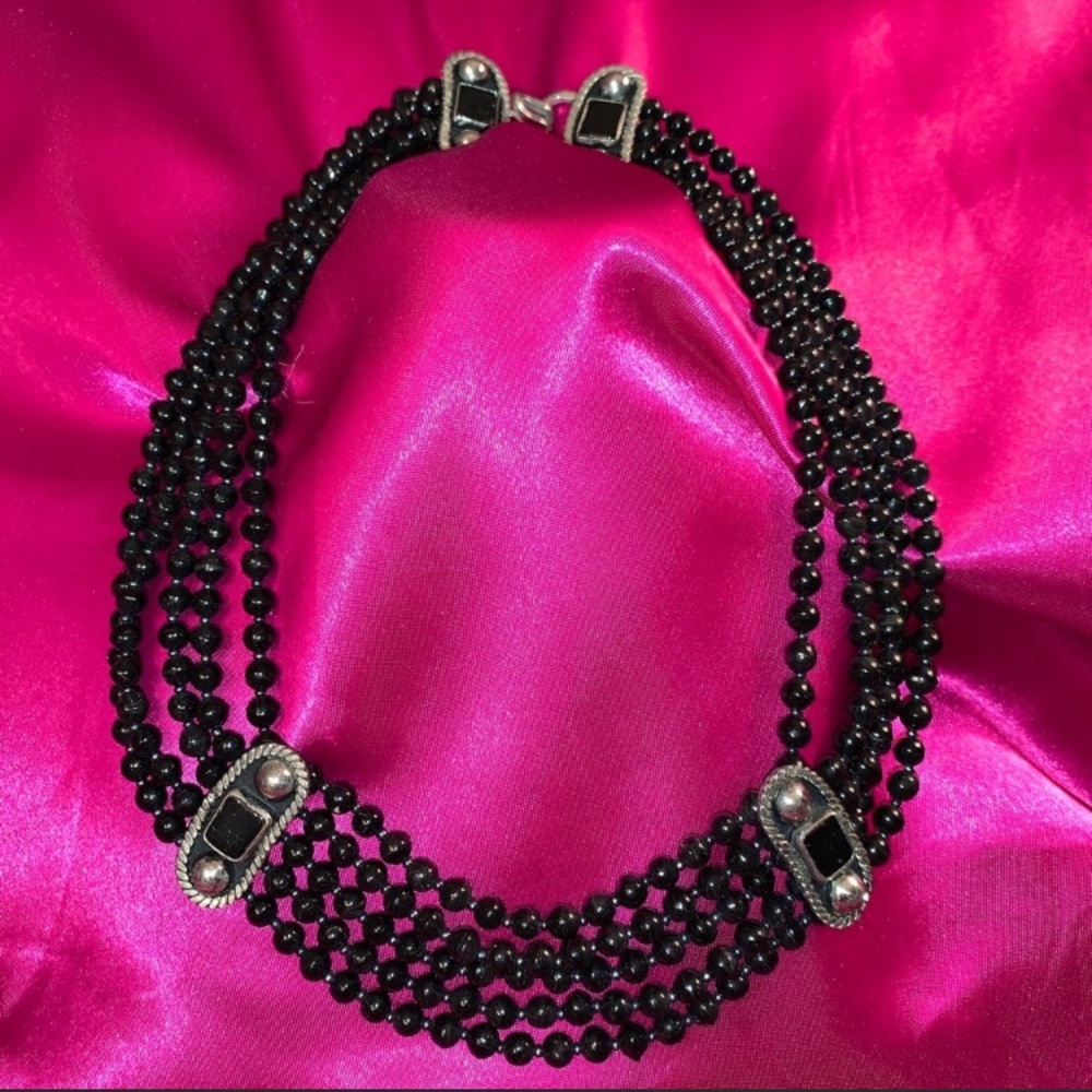 Multi Strand Onyx Choker Necklace, by Luisa Conti